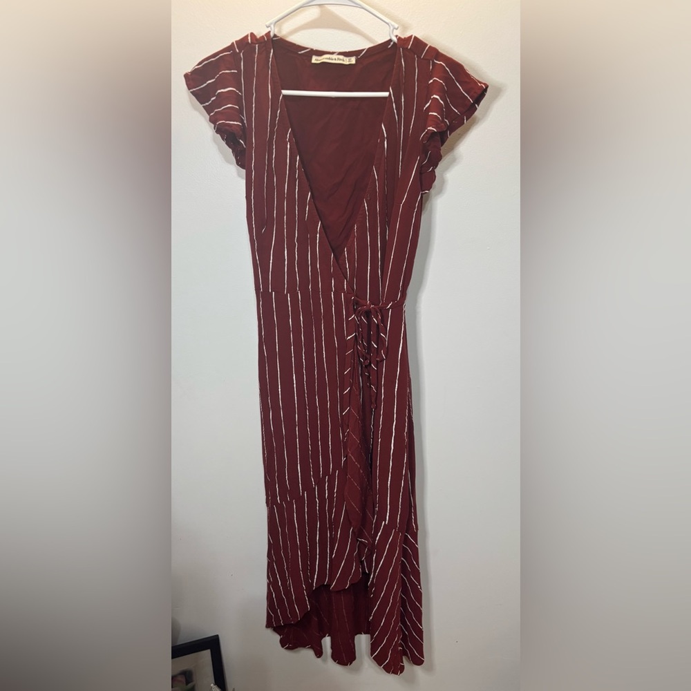 Abercrombie & Fitch Asymmetrical Burgundy Wrap Dress